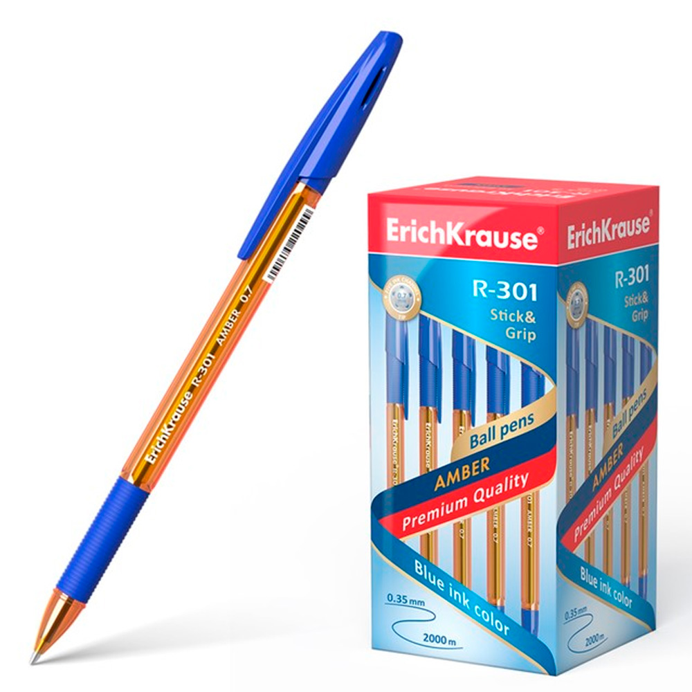 Ручка шарик синий R-301 ORANGE 0.7 Amber Stick&Grip 39530 /Erich Krause/ 