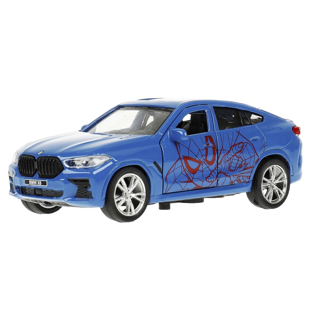Модель X6-12-SM-BG BMW X6 спайдермен 12 см, двери, багаж, инерц, синий Технопарк  в кор.