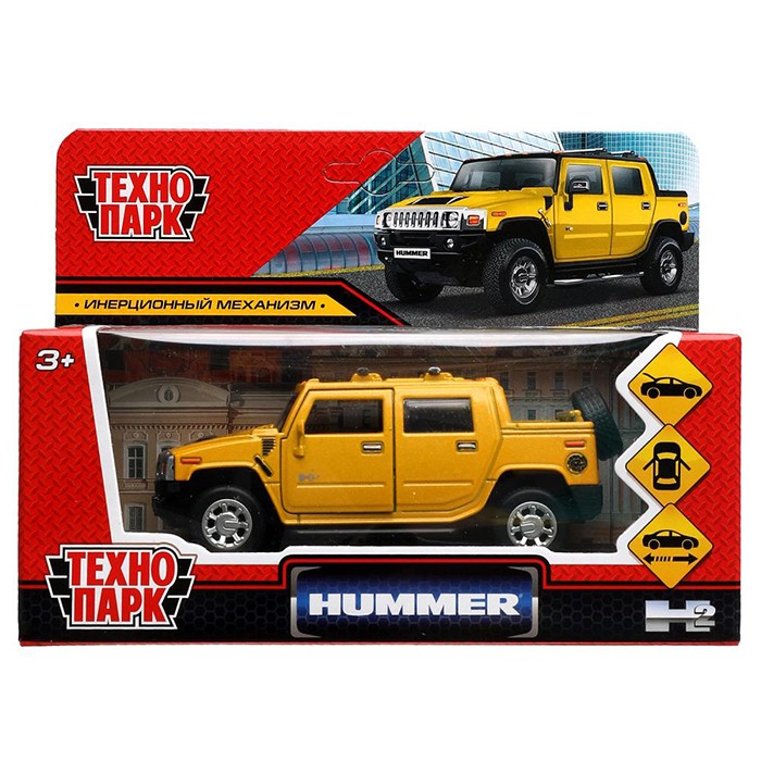 Модель HUM2PICKUP-12-YE HUMMER H2 PICKUP желтый Технопарк в кор.