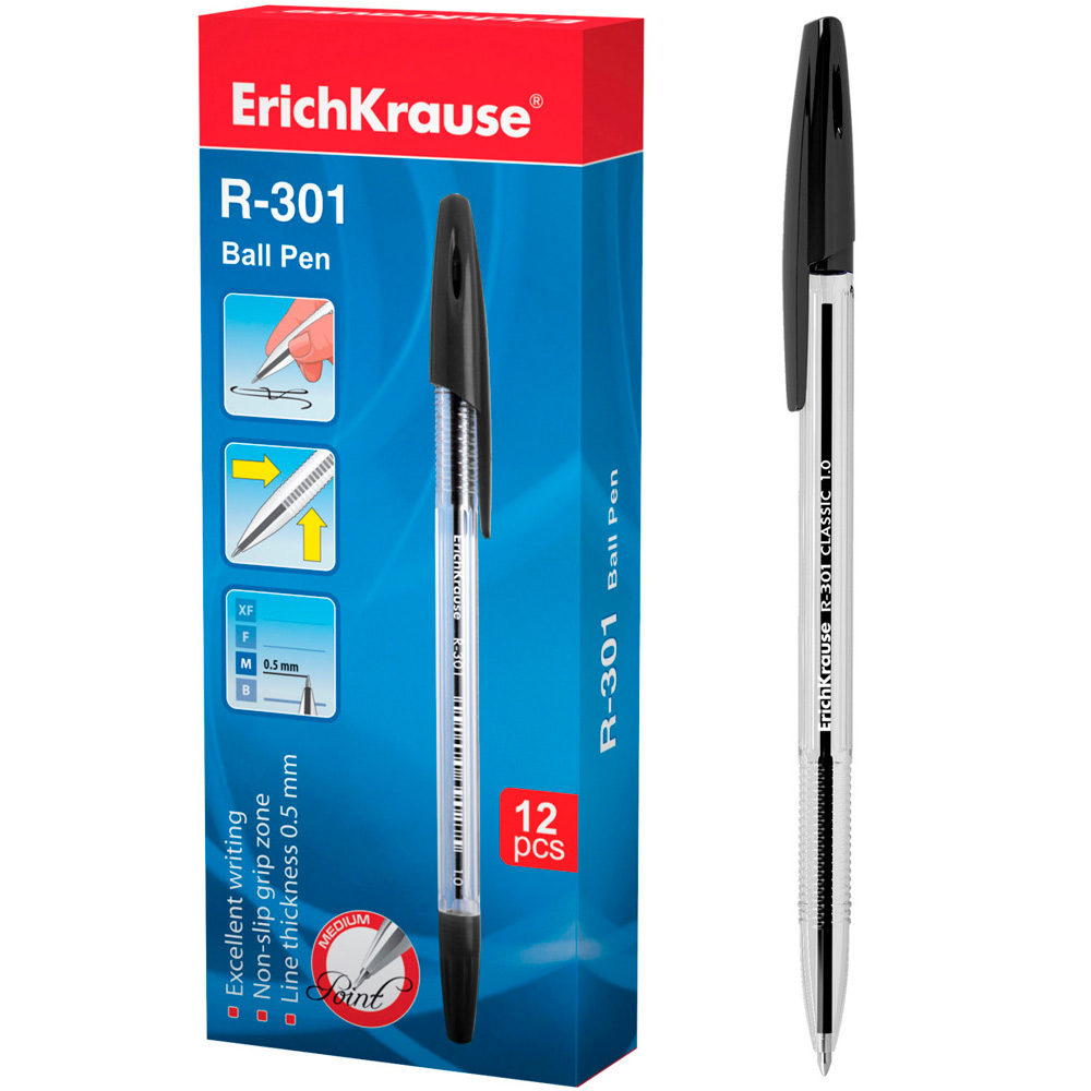 Ручка шарик черный R-301 Classic 43185 /Erich Krause/