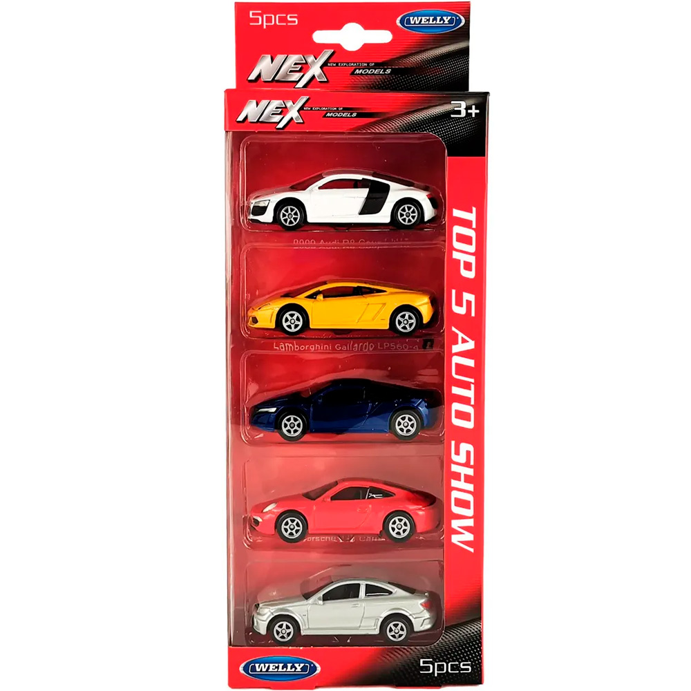 Модель 1:60 Набор Lambo Gallardo, Porsche 911, Audi R8, Merc C63, Honda NSX, 5 шт. 52020-5SG(X)