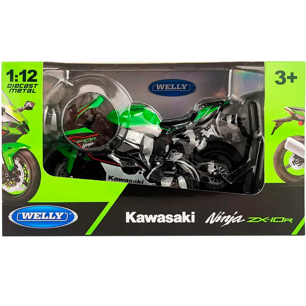 Модель 1:12 Мотоцикл Kawasaki Ninja ZX-10R, зеленый 62204GW