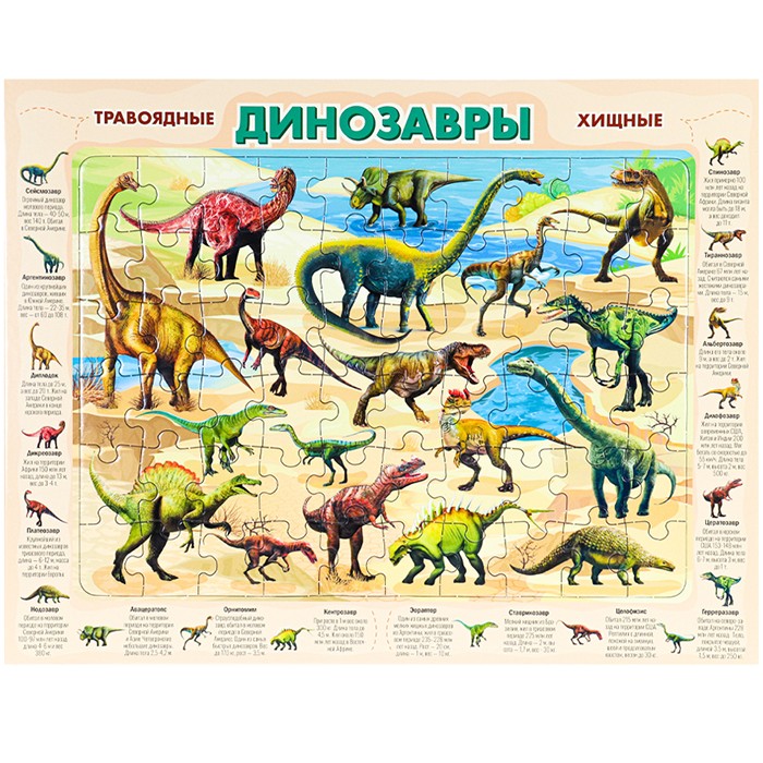 Пазл-рамка 60 Динозавры П60-8736.