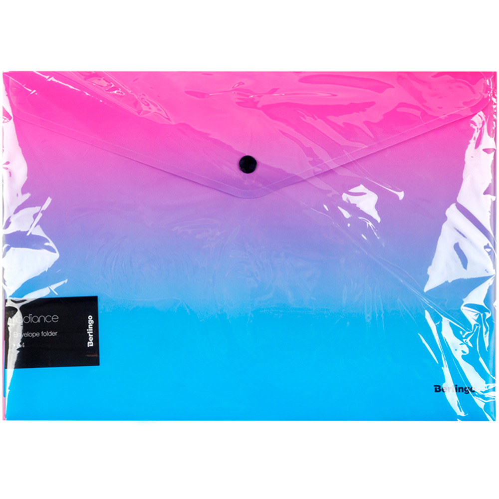 Папка-конверт на кнопке"Radiance"180мкм, розовый/голубой градиент, с рис. Berlingo 299315 .